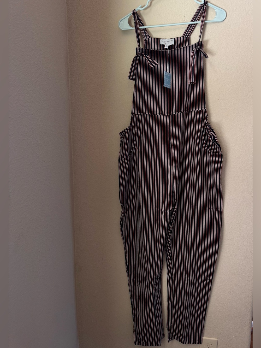 NWT Hayden Straight Legged Striped Tie-Strap Romper